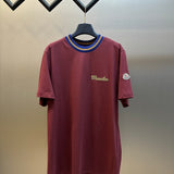 Camiseta Moncler de algodão com logotipo bordado Vermelho