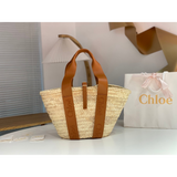 Bolsa Chloé Grande em Raffia e Couro 45x24x18cm (5 cores)