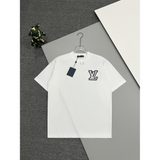 Camiseta de Algodão Louis Vuitton Logo LV Bordado Branca