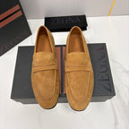 Mocassim Zegna Penny Loafer camurça caramelo
