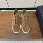 Zegna Triple Stitch em Camurça Marrom