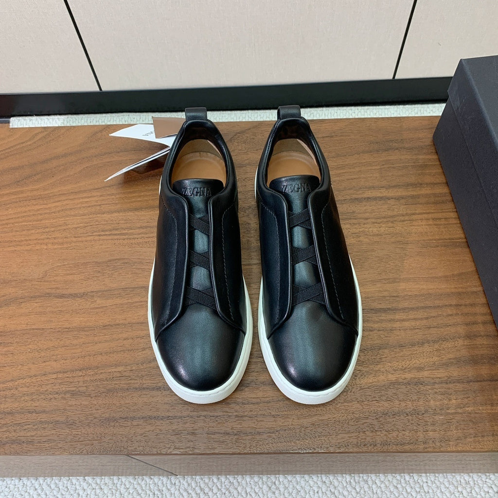Zegna Triple Stitch Secondskin Couro Preto