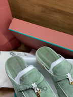 Loro Piana Charms Walk Babouche Verde Camurça 44br pronta entrega