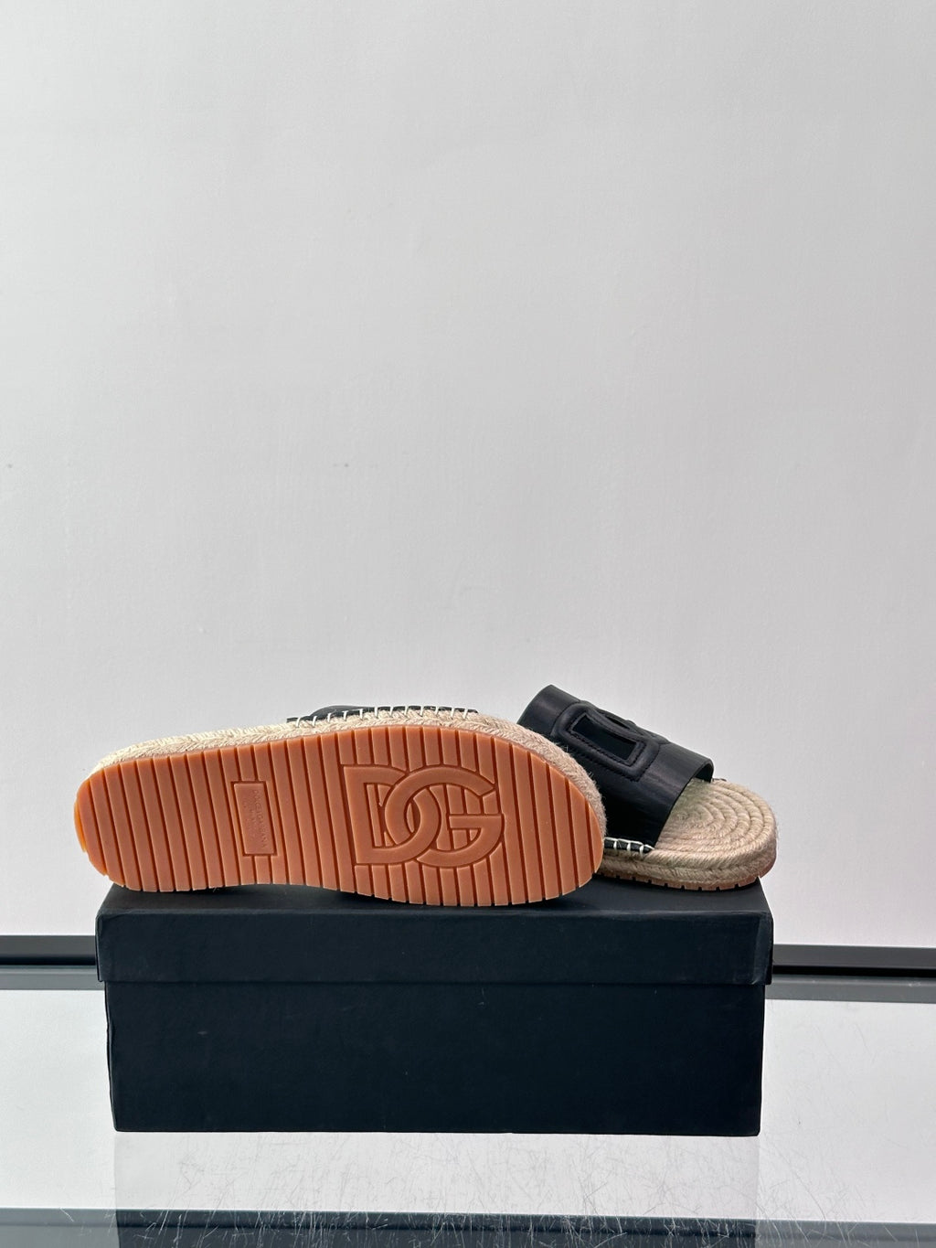 Espadrilhe DG com logo gravado Preto couro