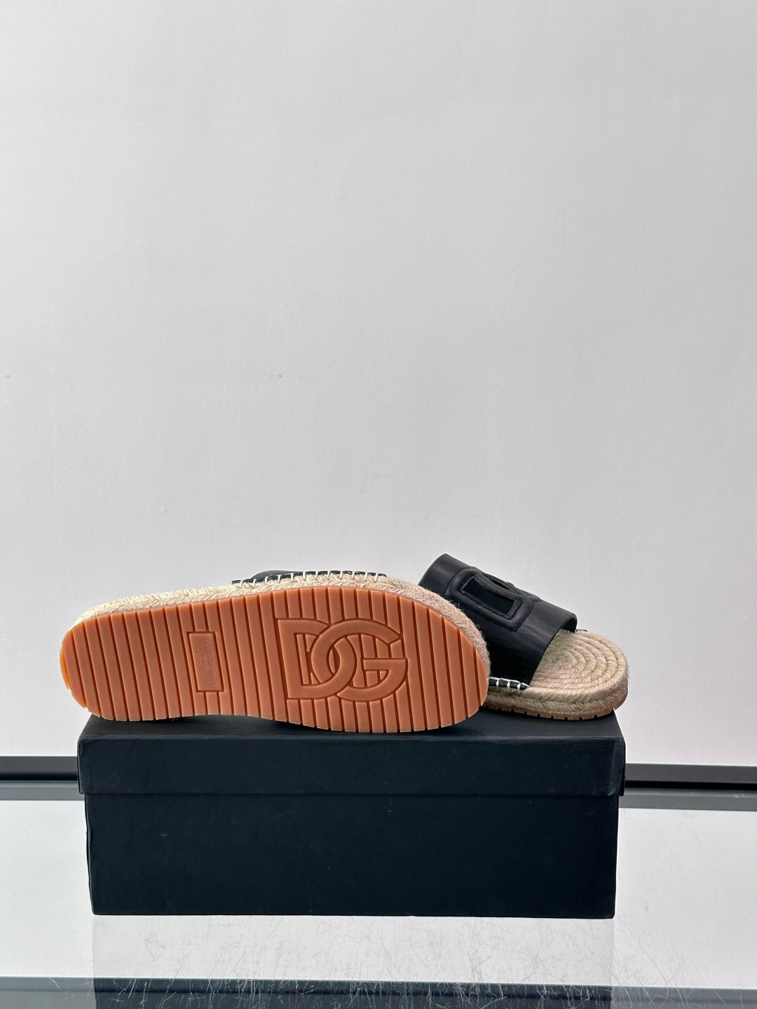 Espadrilhe DG com logo gravado Preto couro