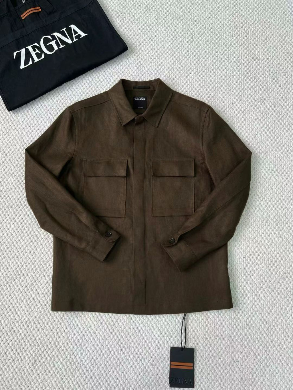 Camisa Social Zegna Marrom