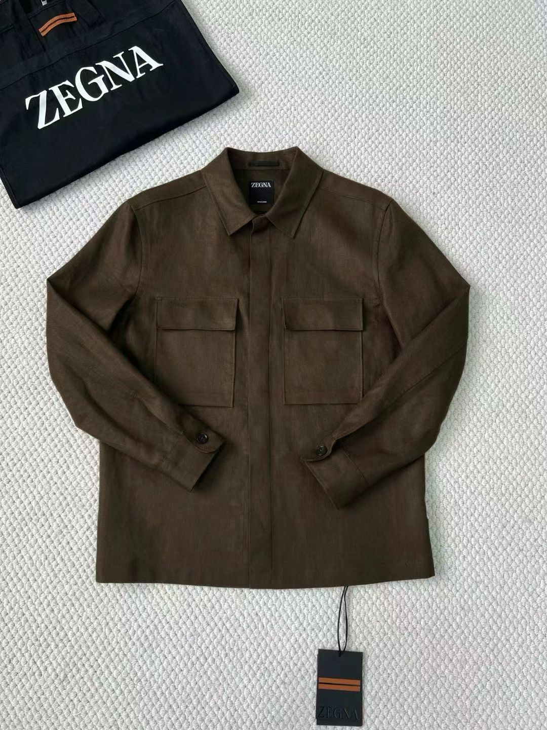 Camisa Social Zegna Marrom