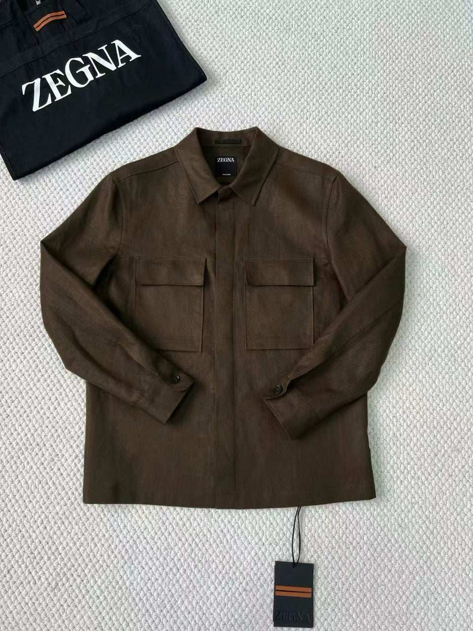 Camisa Social Zegna Marrom