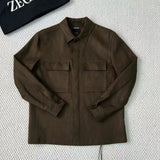 Camisa Social Zegna Marrom