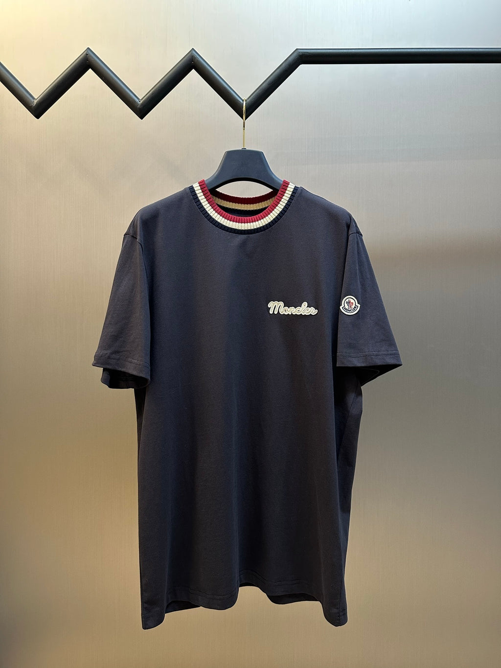 Camiseta Moncler de algodão com logotipo bordado Azul Marinho