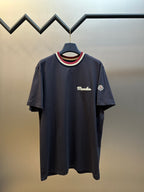 Camiseta Moncler de algodão com logotipo bordado Azul Marinho
