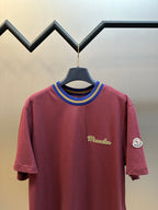 Camiseta Moncler de algodão com logotipo bordado Vermelho