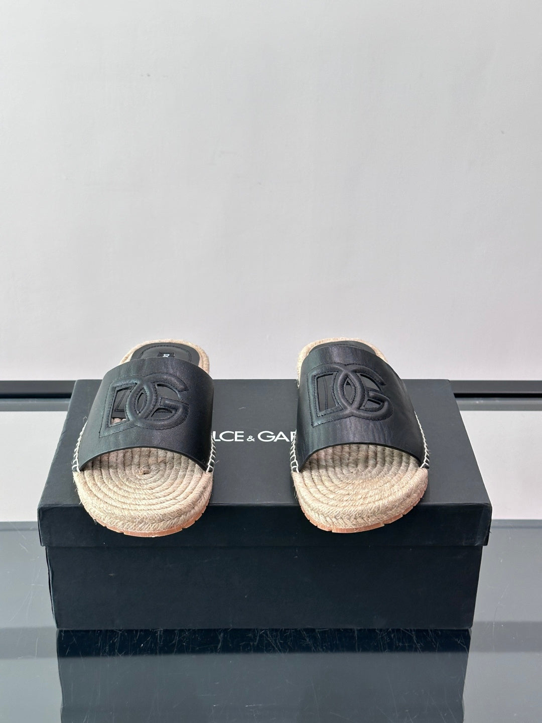 Espadrilhe DG com logo gravado Preto couro