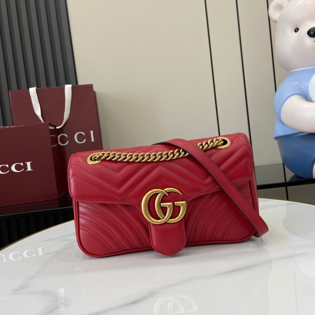 Bolsa Gucci GG Marmont Couro Vermelho Super mini/Média/Grande