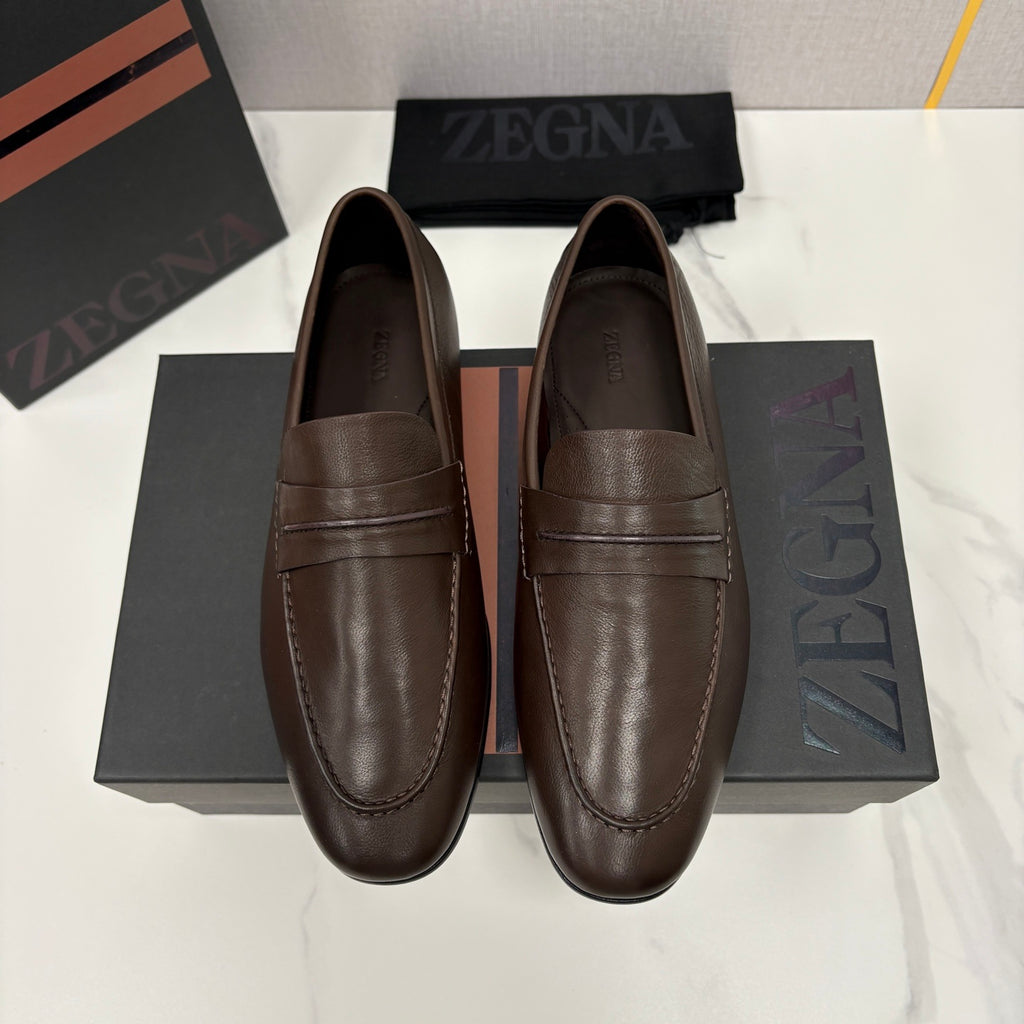 Mocassim Zegna Penny Loafer couro marrom