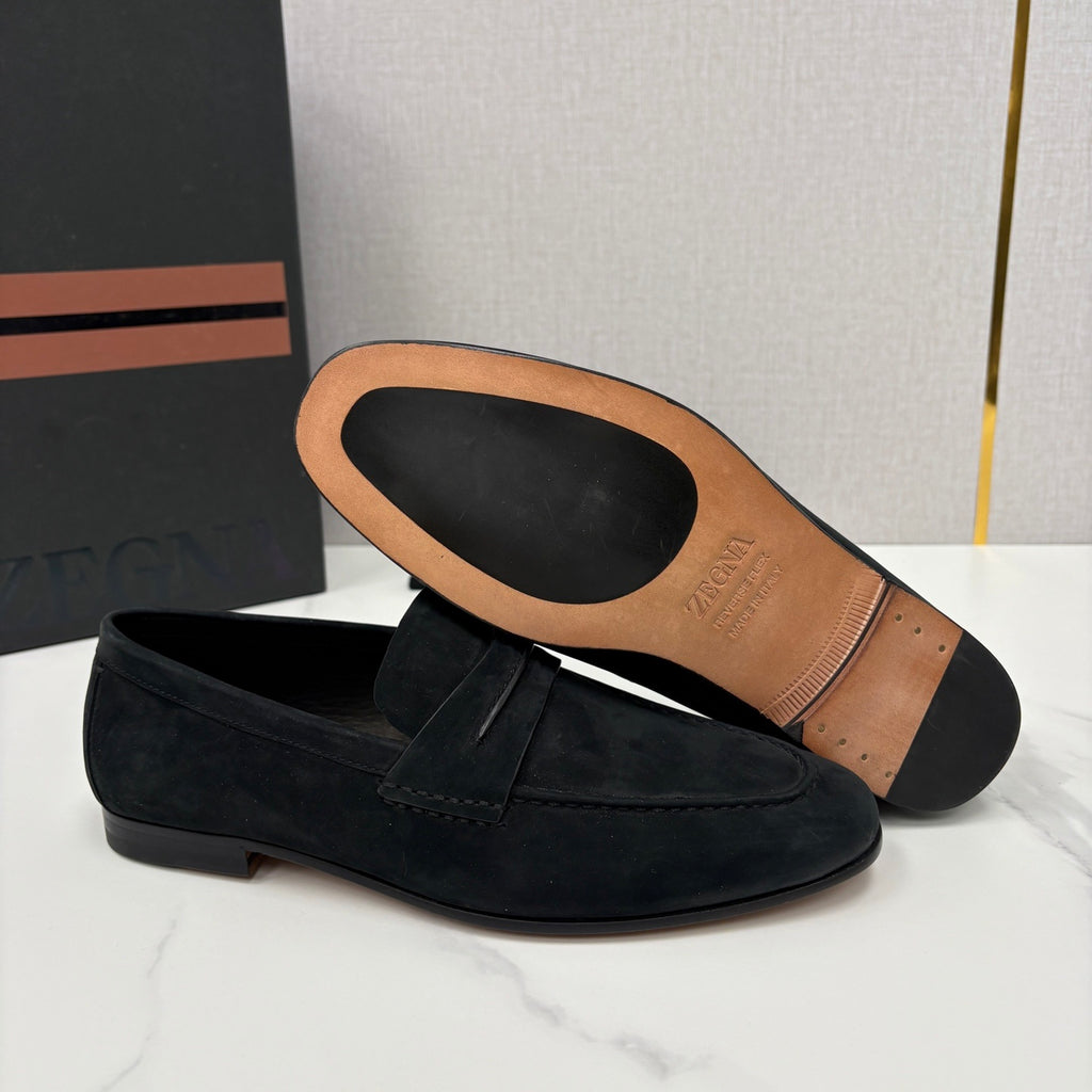 Mocassim Zegna Penny Loafer camurça preto