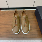 Zegna Triple Stitch Secondskin Couro Marrom Camelo