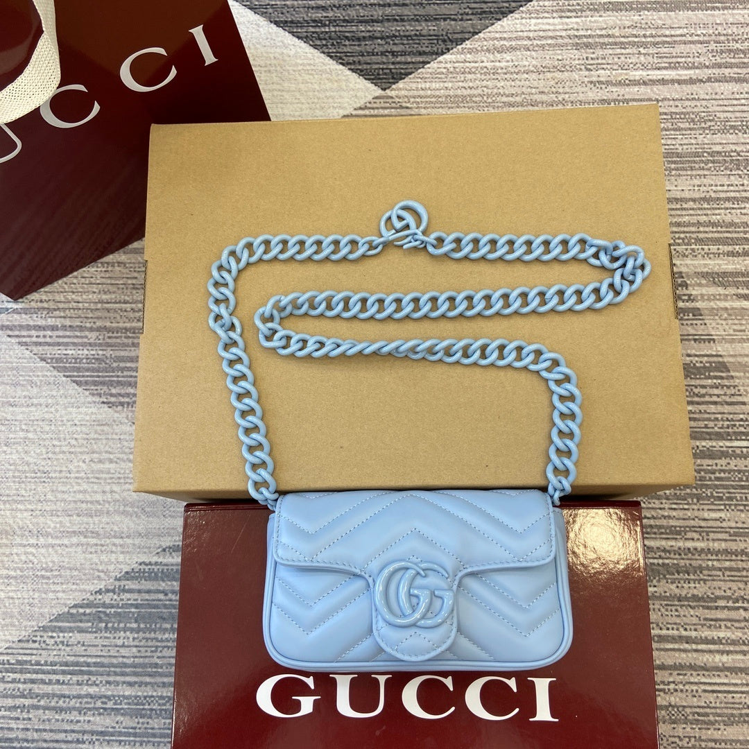 Bolsa Gucci GG Marmont super mini 16.5x10x4.5cm (quatro cores) Logo GG acompanha cor do Couro