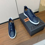 Zegna Triple Stitch Secondskin Couro Azul