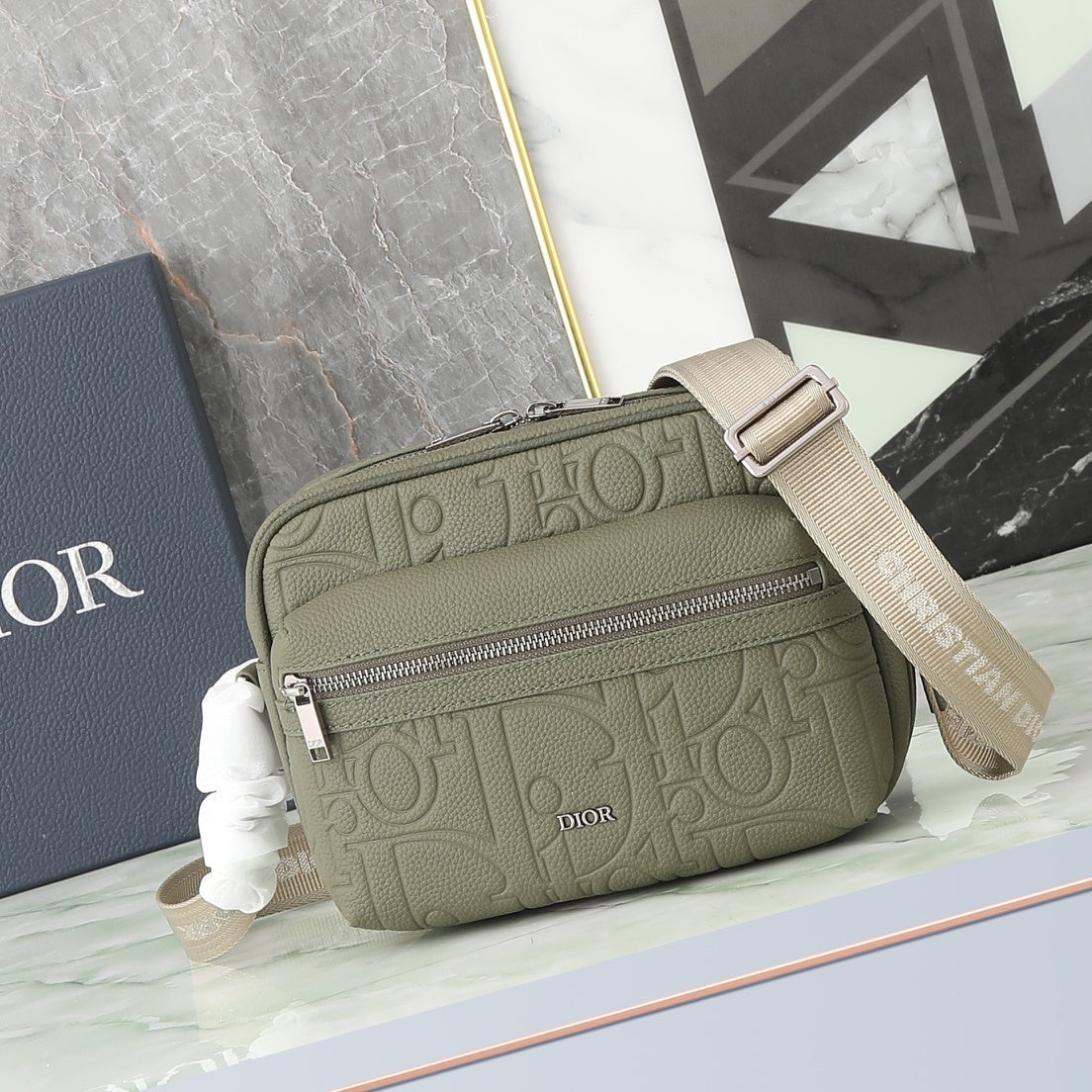 Pochete Dior Rider 2.0 Zipped Messenger Bag Verde 23x17x7.5cm