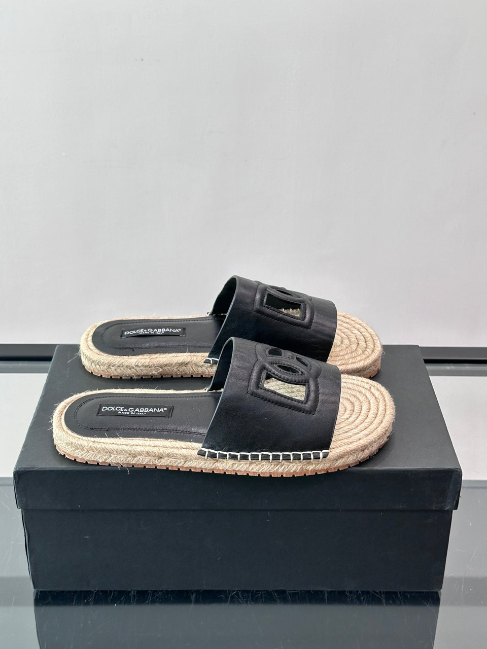 Espadrilhe DG com logo gravado Preto couro