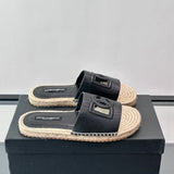 Espadrilhe DG com logo gravado Preto couro