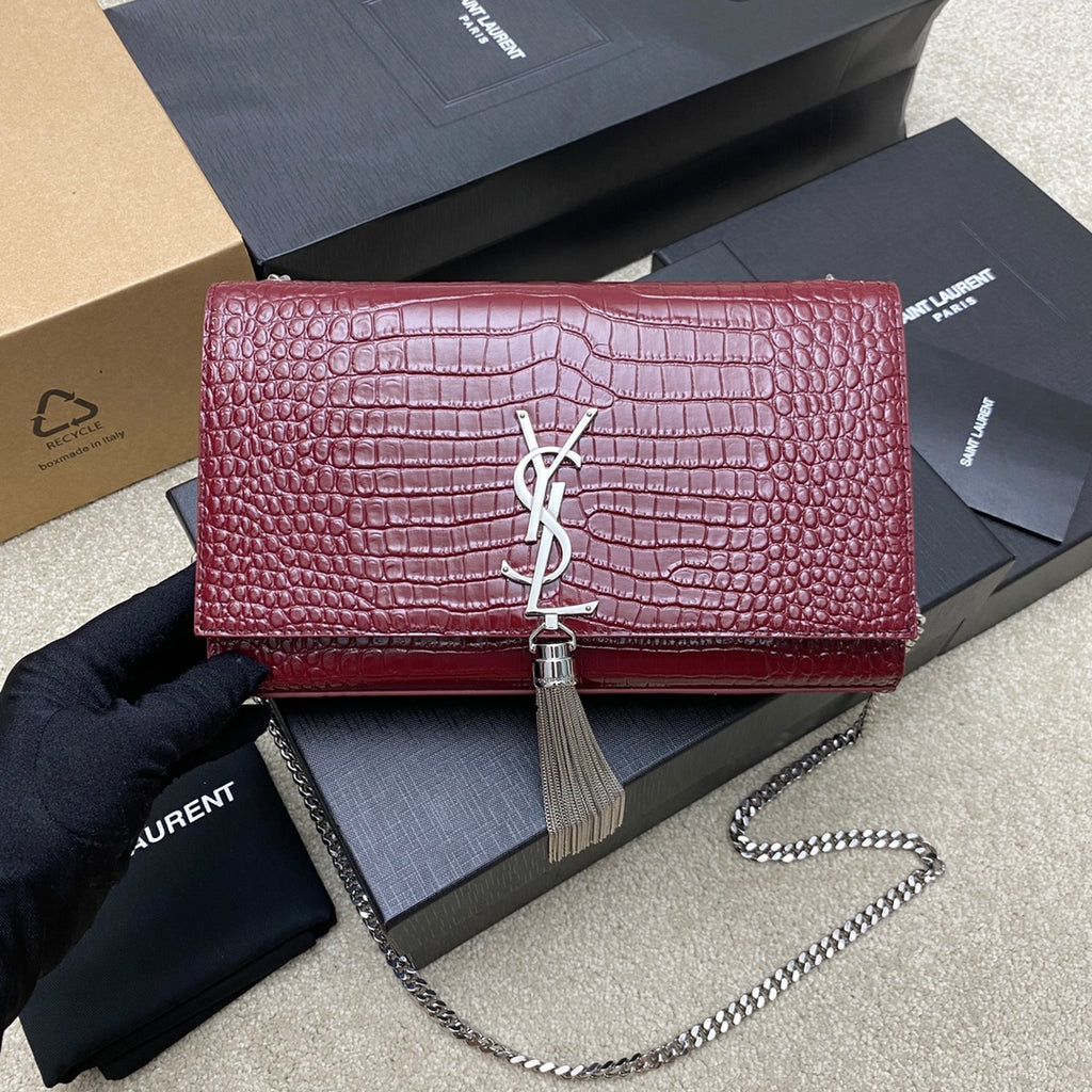 Bolsa Saint Laurent YSL Kate em Couro Croco 24x14.5x5.5cm (5 cores)