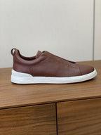 Zegna Triple Stitch em Couro Vinho