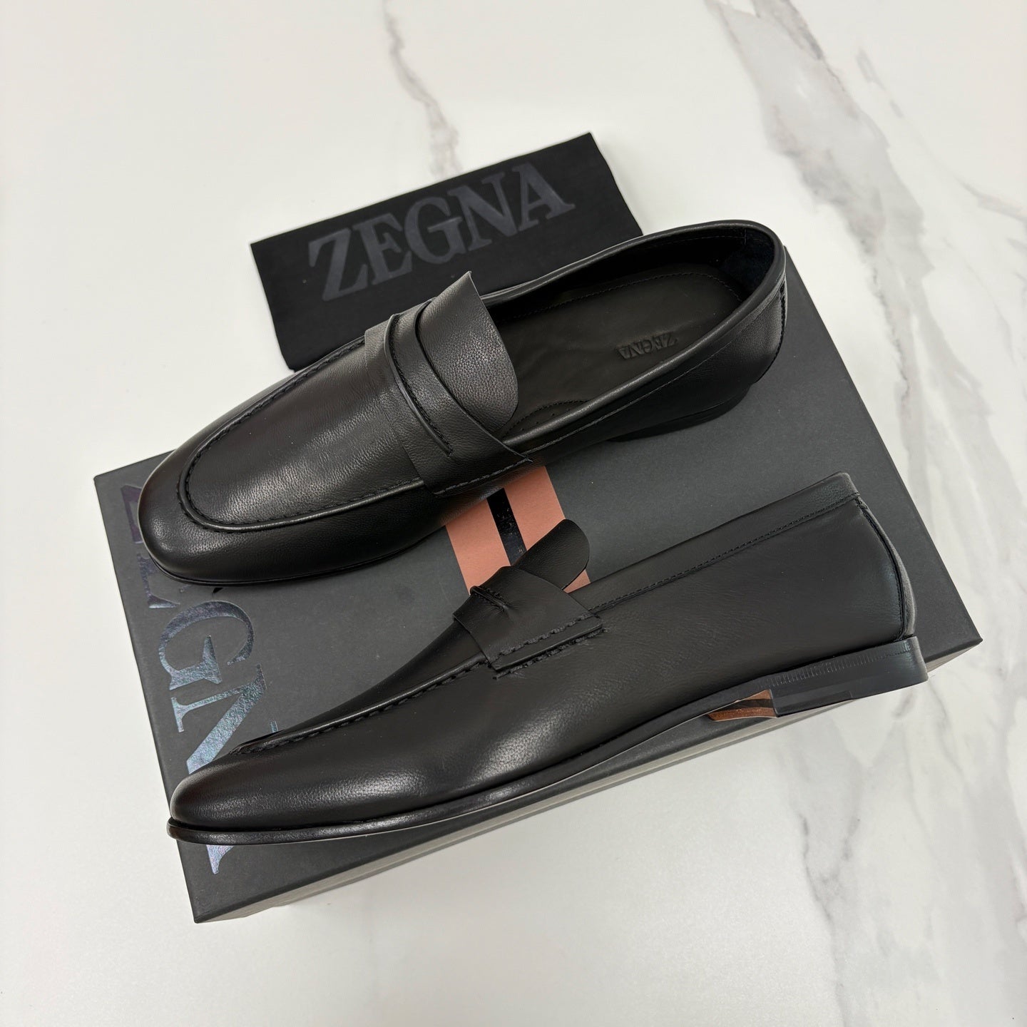 Mocassim Zegna Penny Loafer couro preto