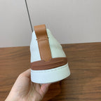 Zegna Triple Stitch em Couro Branco/Laranja