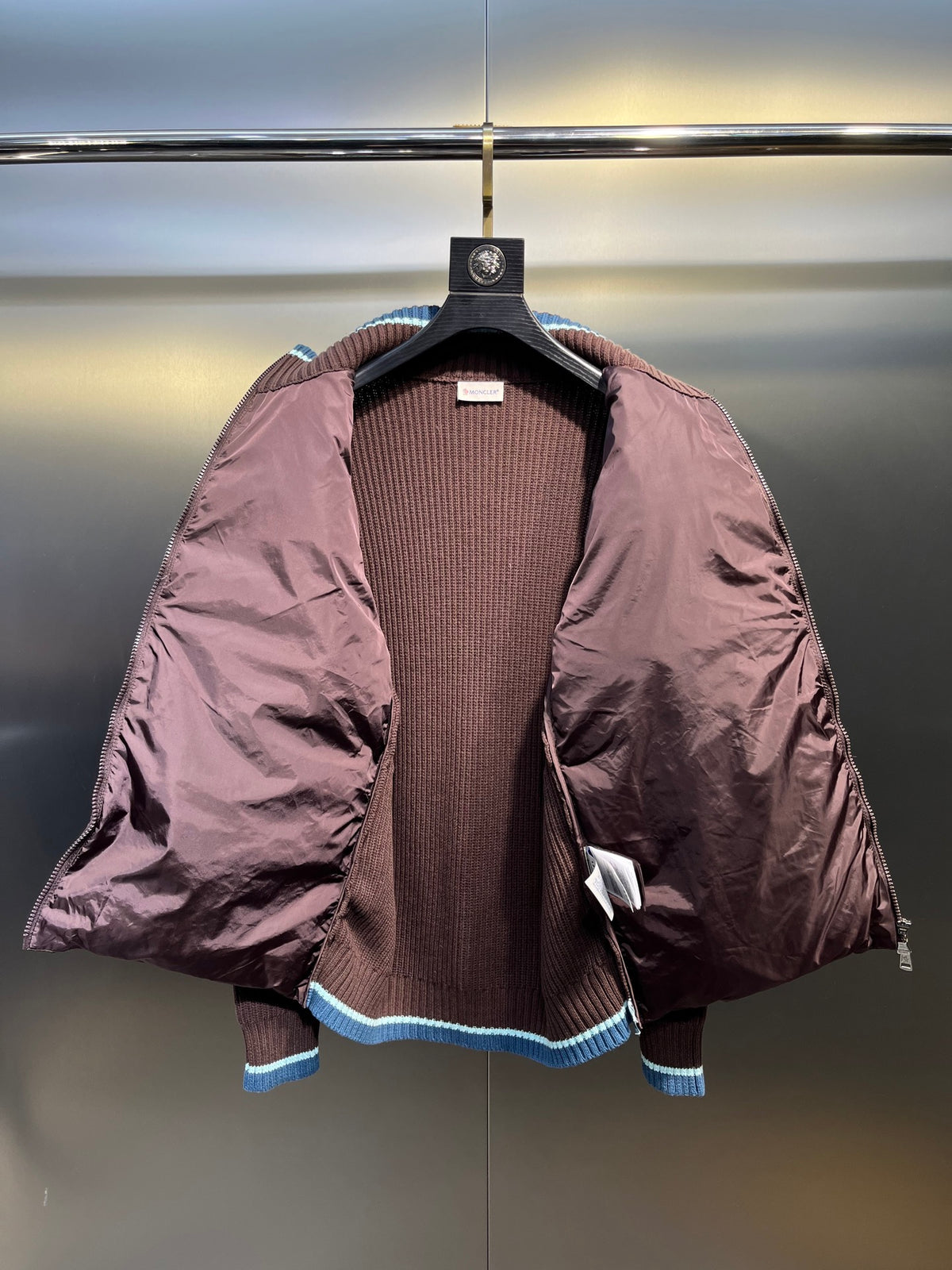 Moncler jaqueta cardigan acolchoada vinho