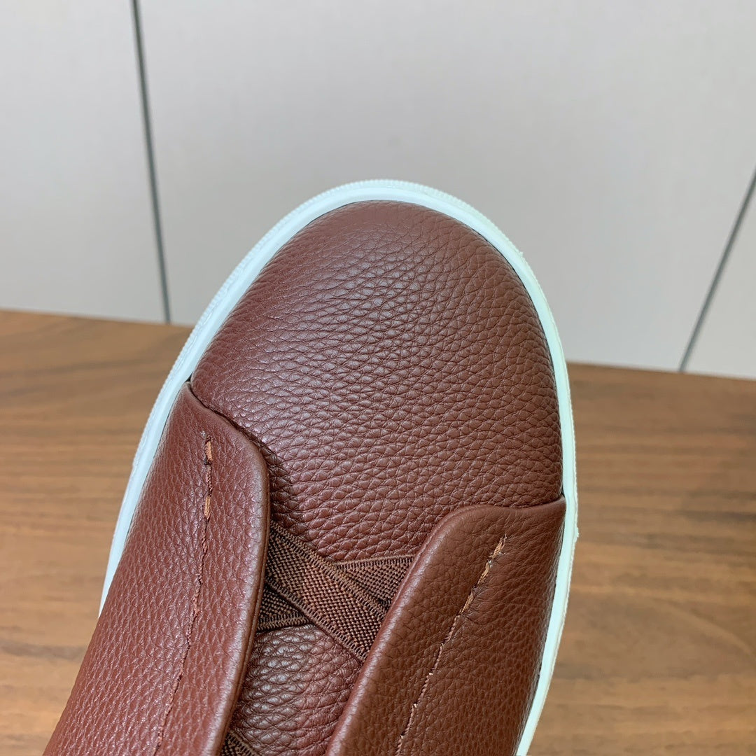 Zegna Triple Stitch em Couro Vinho