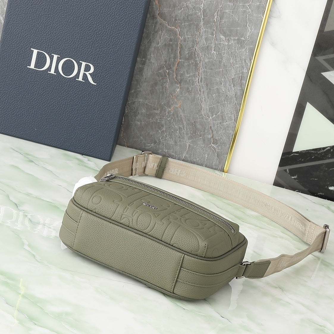 Pochete Dior Rider 2.0 Zipped Messenger Bag Verde 23x17x7.5cm