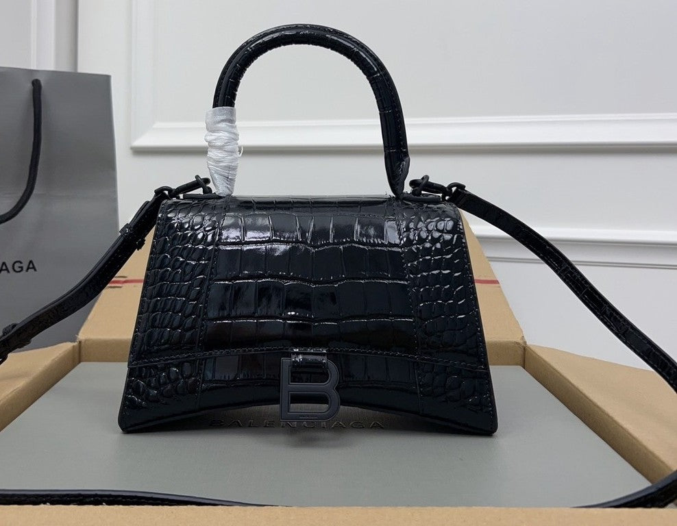 Bolsa Balenciaga Hourglass Média em Couro Croco 23x10x24cm (6 cores)