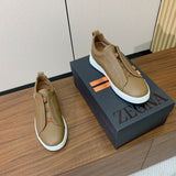 Zegna Triple Stitch Secondskin Couro Marrom Camelo
