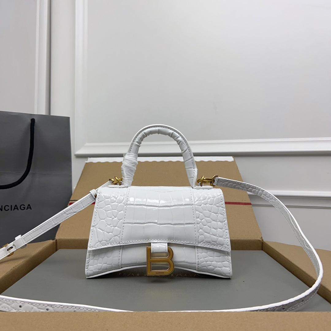 Bolsa Balenciaga Hourglass Mini em Couro Croco 19x8x21cm (6 cores)