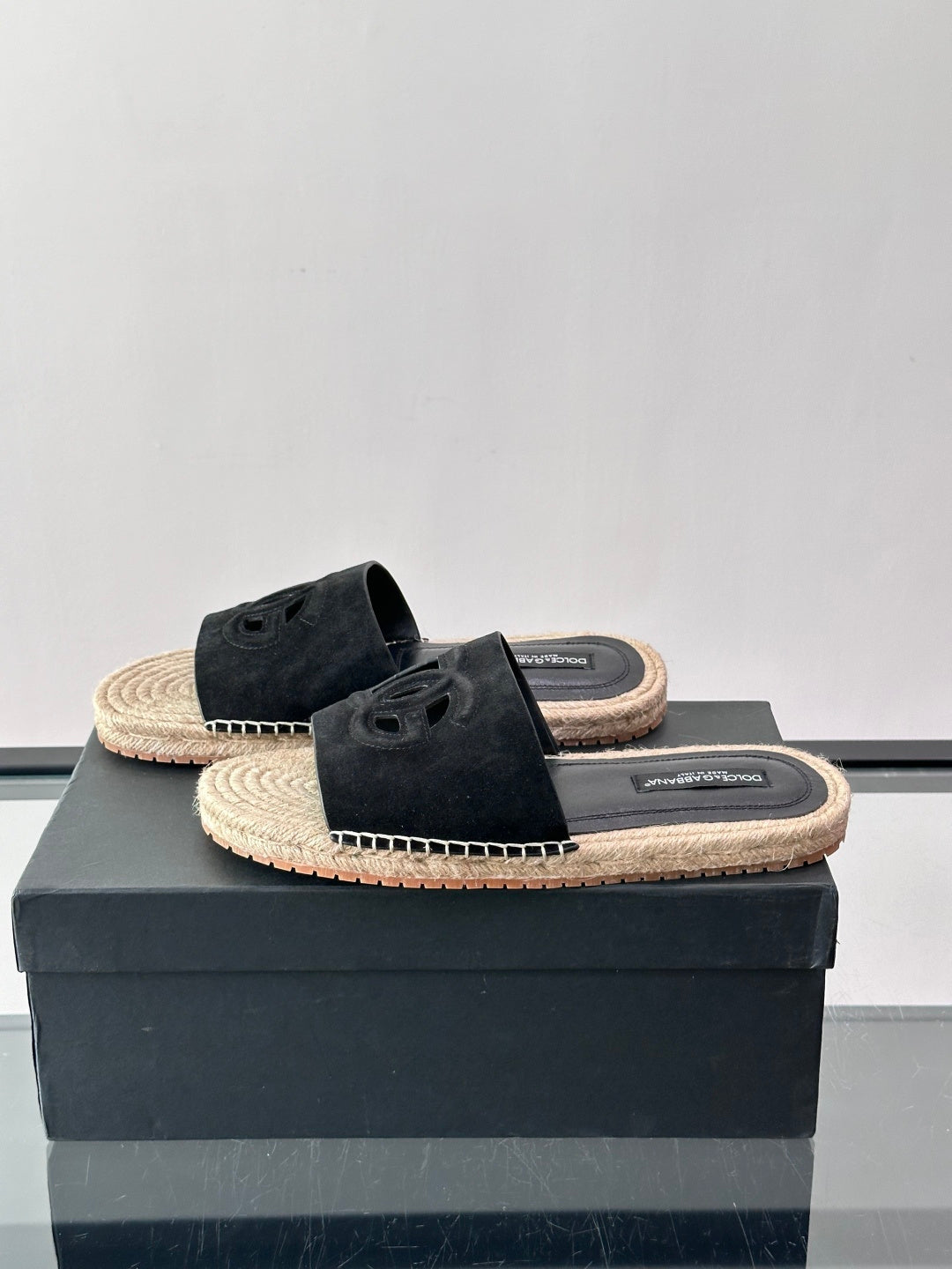 Espadrilhe DG com logo gravado Preto camurça