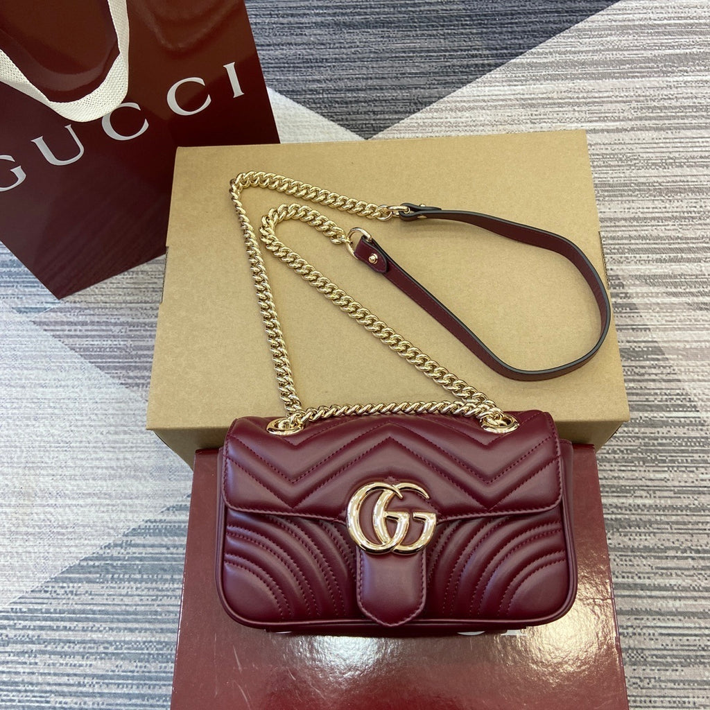 Bolsa Gucci GG Marmont Couro Rosso Ancora Super Mini/Média/Grande