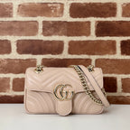 Bolsa Gucci GG Marmont Couro Rosa Claro Super Mini/Média/Grande
