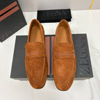 Mocassim Zegna Penny Loafer camurça marrom