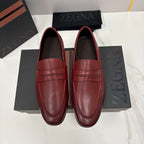 Mocassim Zegna Penny Loafer couro vinho