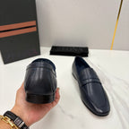 Mocassim Zegna Penny Loafer couro azul
