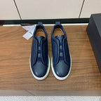 Zegna Triple Stitch Secondskin Couro Azul