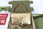 Bolsa Gucci GG Marmont Couro Dourado Super Mini/Média/Grande