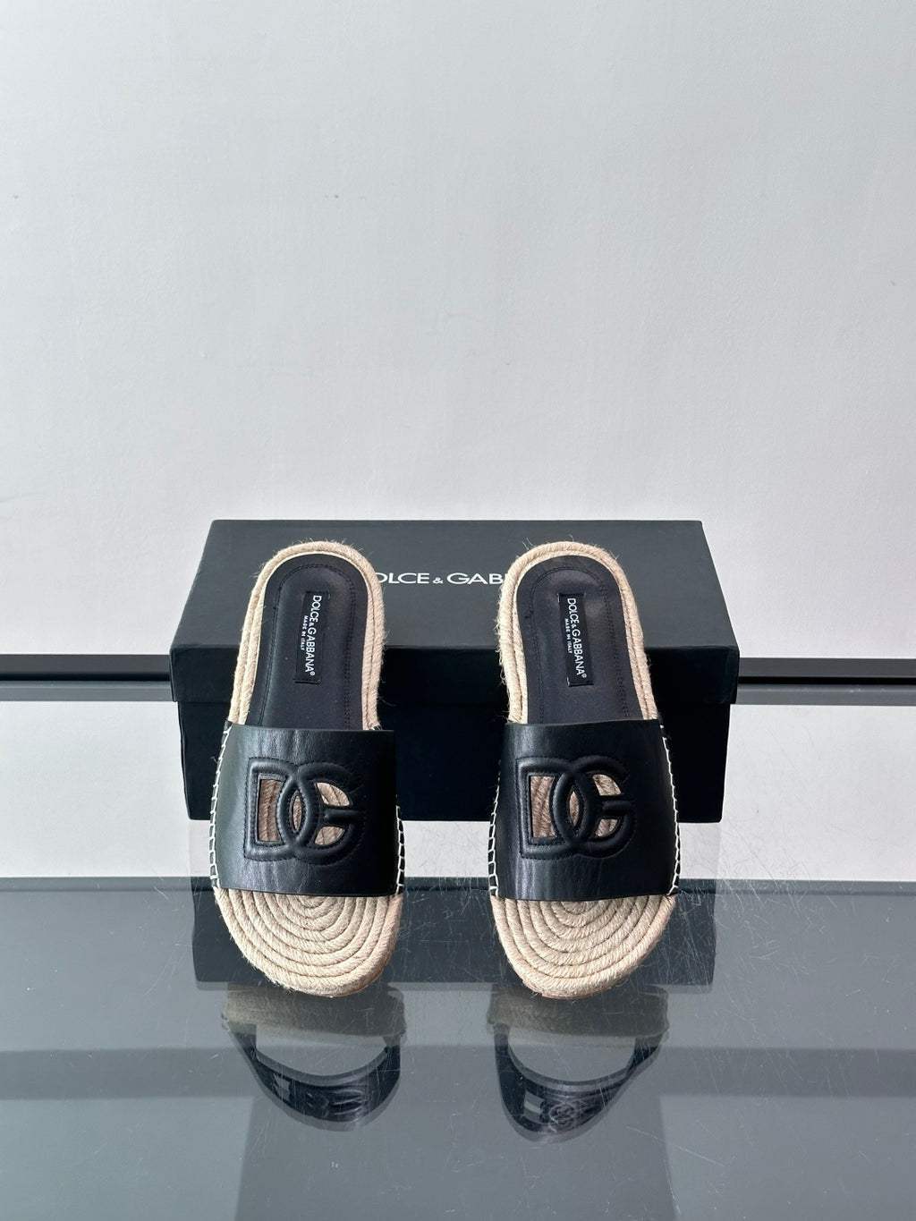Espadrilhe DG com logo gravado Preto couro