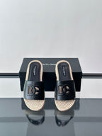 Espadrilhe DG com logo gravado Preto couro