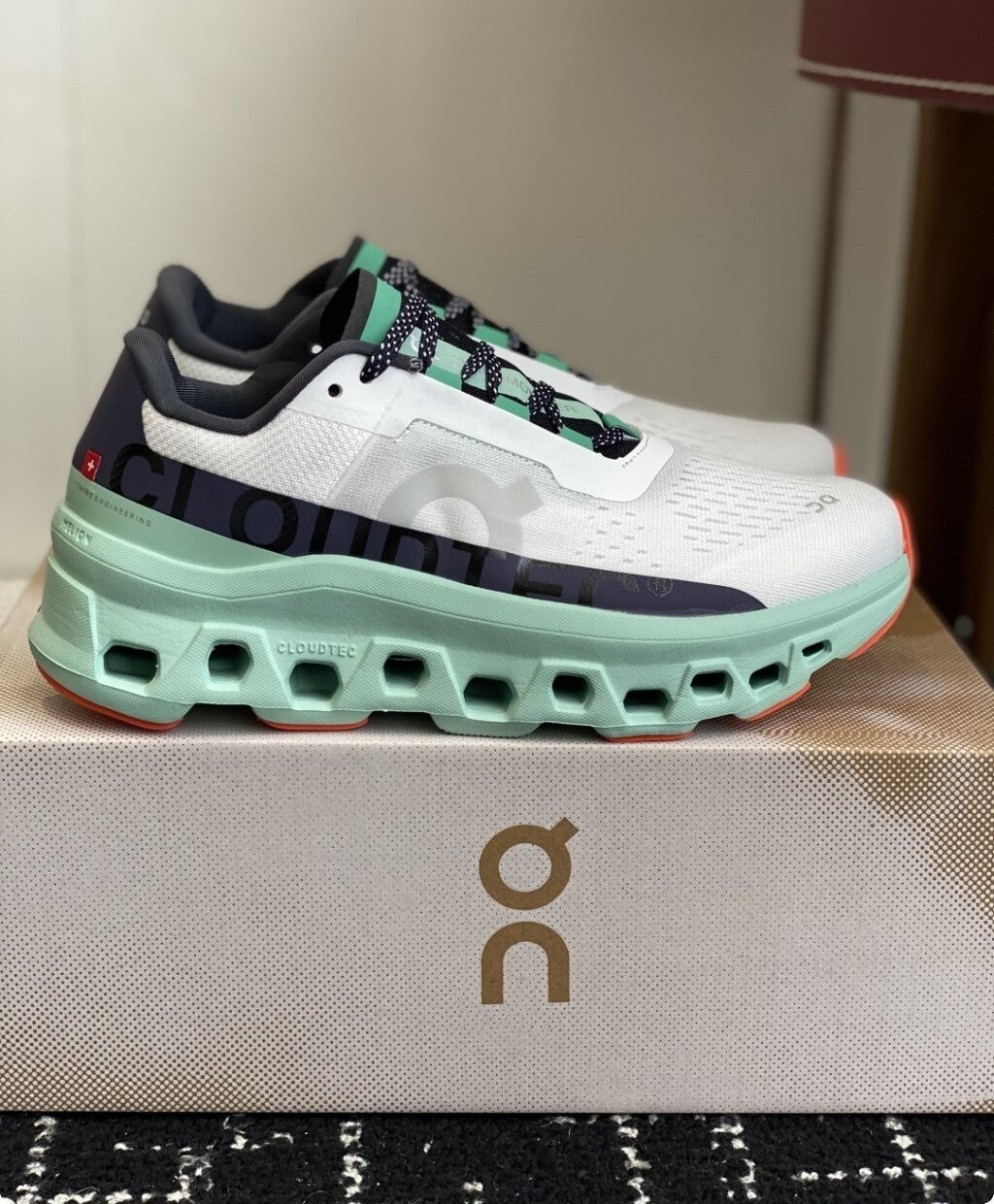 Tênis On Running Cloudmonster Branco/Verde