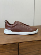 Zegna Triple Stitch em Couro Marrom