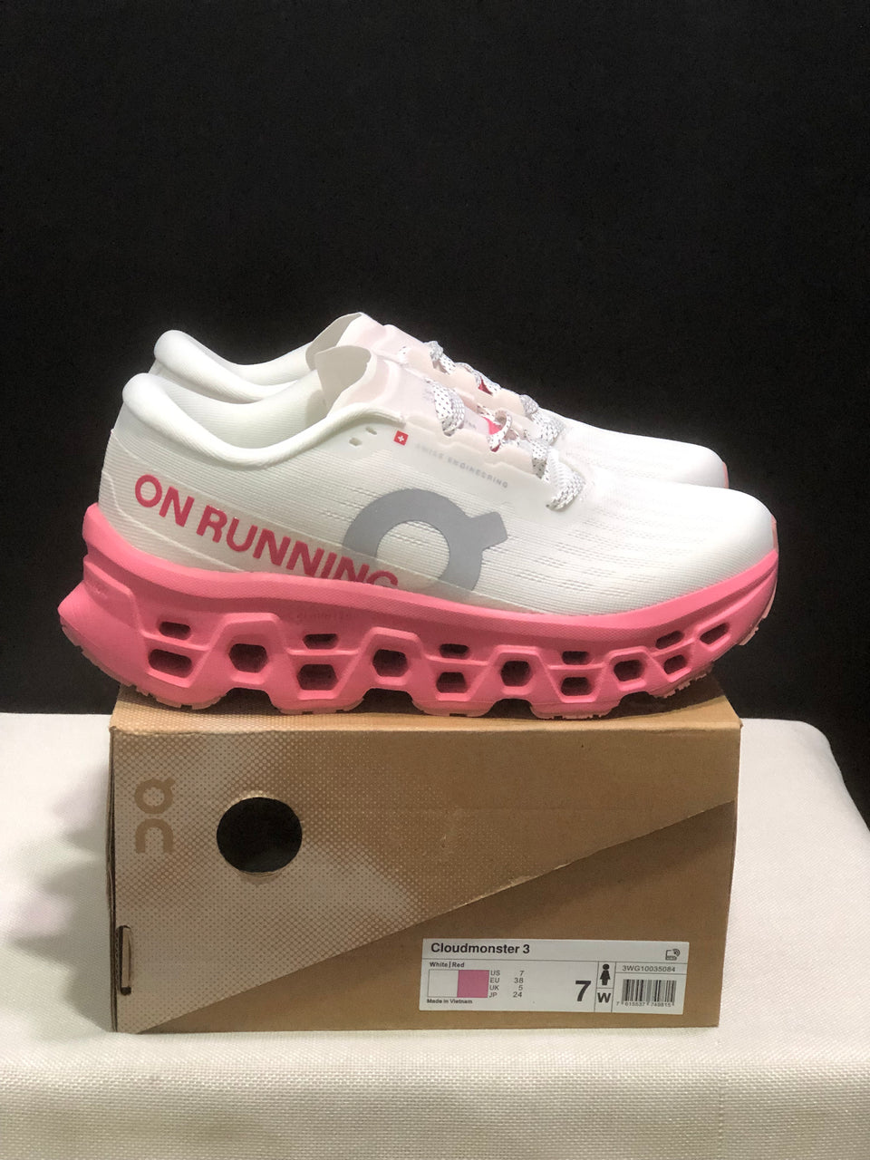 Tênis On Running Cloudmonster 3 Branco/rosa