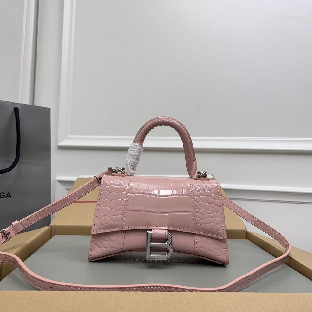 Bolsa Balenciaga Hourglass Mini em Couro Croco 19x8x21cm (6 cores)